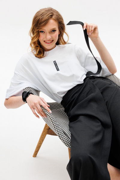 Футболка из трикотажа с принтом на каждый день EOLA 2644 белый - фото 6