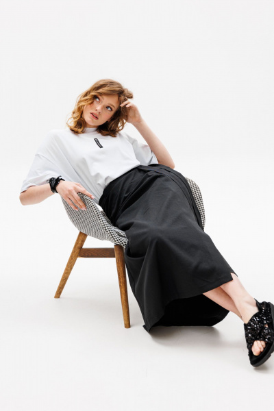 Футболка из трикотажа с принтом на каждый день EOLA 2644 белый - фото 5