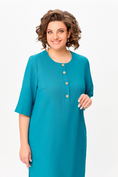 Бирюзовое платье незаменимо на каждый день из вискозы и текстиля Swallow 717.2 - фото 8
