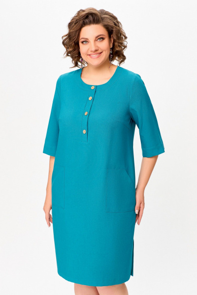 Бирюзовое платье незаменимо на каждый день из вискозы и текстиля Swallow 717.2 - фото 7