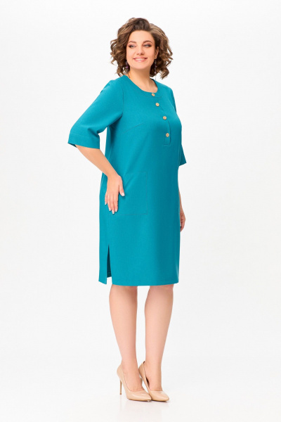 Бирюзовое платье незаменимо на каждый день из вискозы и текстиля Swallow 717.2 - фото 4