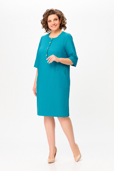 Бирюзовое платье незаменимо на каждый день из вискозы и текстиля Swallow 717.2 - фото 3