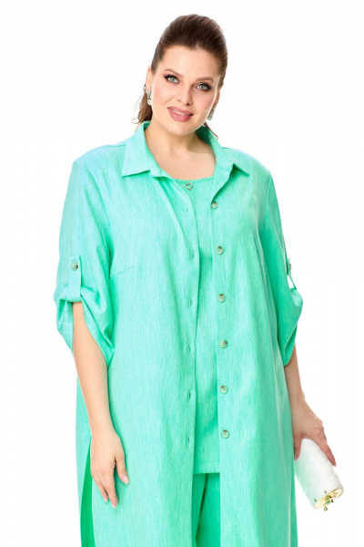 Комплект 3 предмета блуза, брюки и туника на лето в спокойных тонах Надин-Н 2145 - фото 3