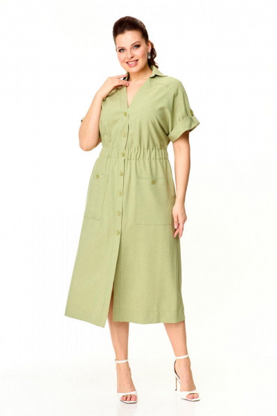 Летнее платье прямого кроя из лен и текстиля с коротким рукавом Надин-Н 2153 - фото 1
