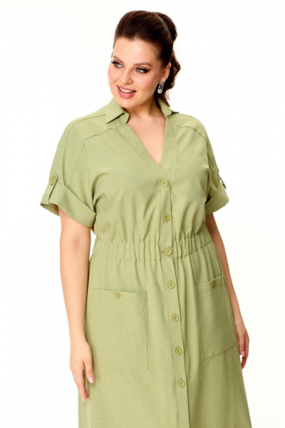 Летнее платье прямого кроя из лен и текстиля с коротким рукавом Надин-Н 2153 - фото 4