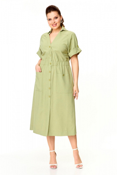 Летнее платье прямого кроя из лен и текстиля с коротким рукавом Надин-Н 2153 - фото 2