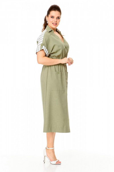 Летнее платье из льна без рукавов с кокеткой и геометрическим низом Надин-Н 2153/1 - фото 1