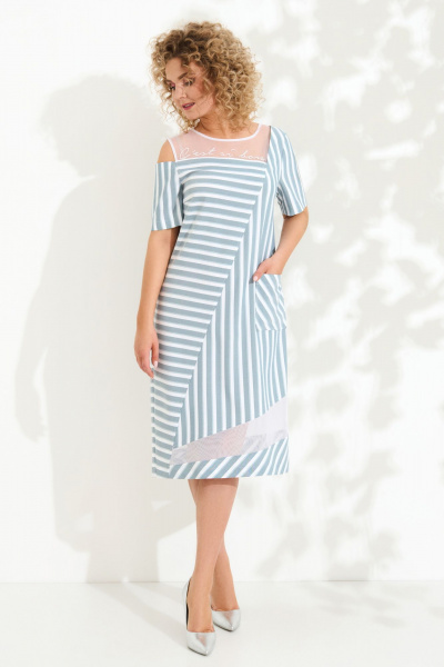 Мультиколорное летнее платье из текстиля с полупрозрачными вставками Euromoda 522 - фото 3