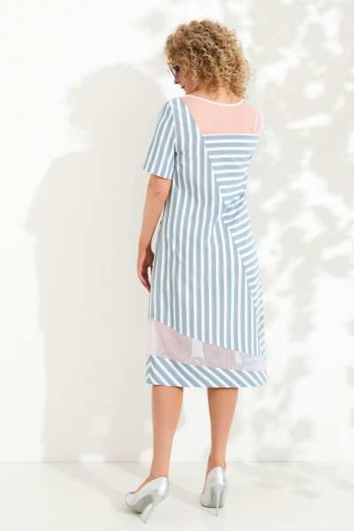 Мультиколорное летнее платье из текстиля с полупрозрачными вставками Euromoda 522 - фото 2