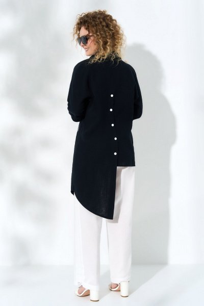 Белый костюм блуза с асимметричным кроем и брюки на резинке Euromoda 515 - фото 2