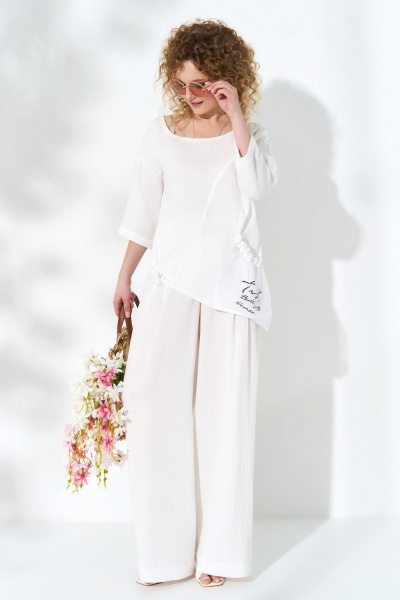 Летнее платье из лен и текстиля с рубашечным воротником Euromoda 514 - фото 4