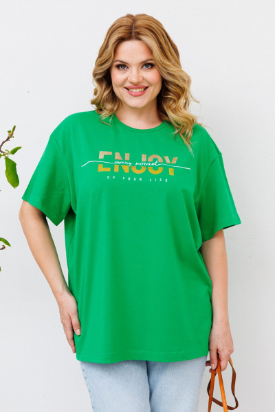 Футболка оверсайз из хлопкового трикотажа с авторской печатью BRELA 21.32 зеленый - фото 5