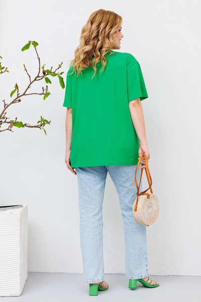 Футболка оверсайз из хлопкового трикотажа с авторской печатью BRELA 21.32 зеленый - фото 2