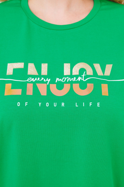 Футболка оверсайз из хлопкового трикотажа с авторской печатью BRELA 21.32 зеленый - фото 3