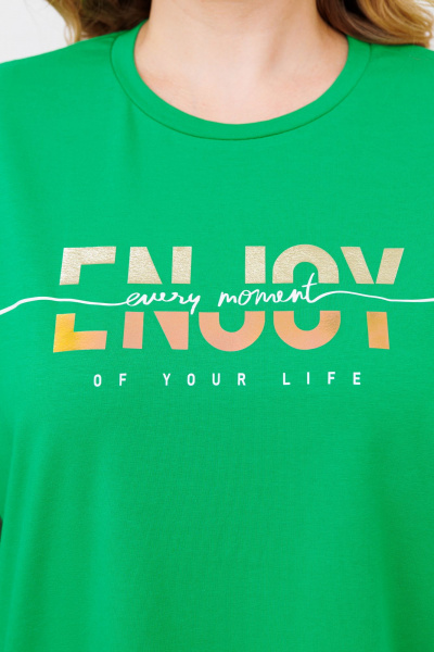 Комплект майка и льняные брюки с приятной печатью BRELA 2358 зеленый-белый - фото 4