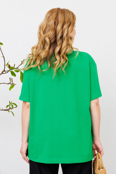 Комплект из футболки и льняных брюк с печатью «enjoy» BRELA 2359 зеленый-черный - фото 4