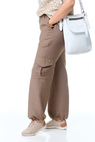 Блуза и брюки в стиле спорт-шик из легких натуральных тканей T&N 7510А леопард/какао - фото 2