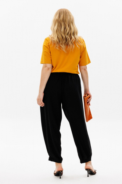 Комплект брюки-шаровары и футболка в стиле на каждый день Michel chic 1377 горчица,черный - фото 5