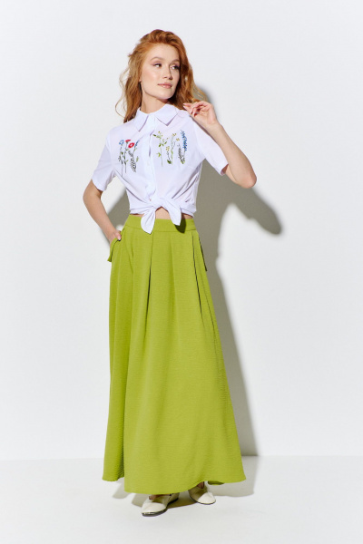 Рубашка, юбка FLAIM 1068 белый-салатовый - фото 5