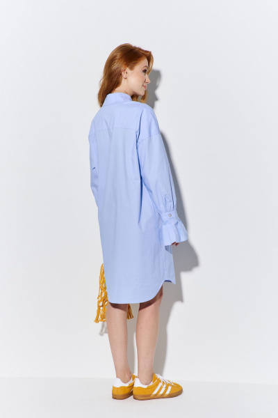 Платье-рубашка оверсайз со спущенными рукавами FLAIM 1073 голубой - фото 9
