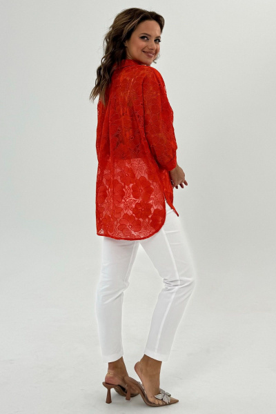Оранжевая кружевная блуза с рукавом «летучая мышь» и разрезами Condra 16245 оранжевый - фото 8