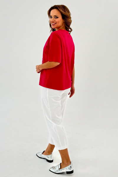 Пушистая футболка из трикотажа с вышитым рисунком и свободным кройом Condra 16247 фуксия - фото 13