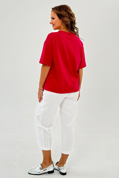 Пушистая футболка из трикотажа с вышитым рисунком и свободным кройом Condra 16247 фуксия - фото 12