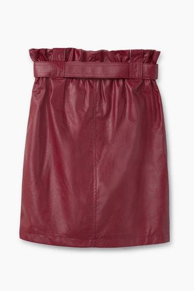 Юбка из экокожи с завышенной талией и ремешком Bell Bimbo 203096 вишня - фото 2