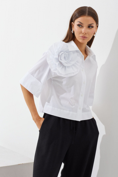 Белый костюм блузы и брюк прямого силуэта N.O.W. 1425 - фото 7