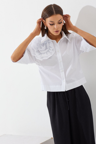 Белый костюм блузы и брюк прямого силуэта N.O.W. 1425 - фото 6