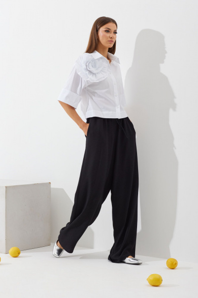 Белый костюм блузы и брюк прямого силуэта N.O.W. 1425 - фото 4