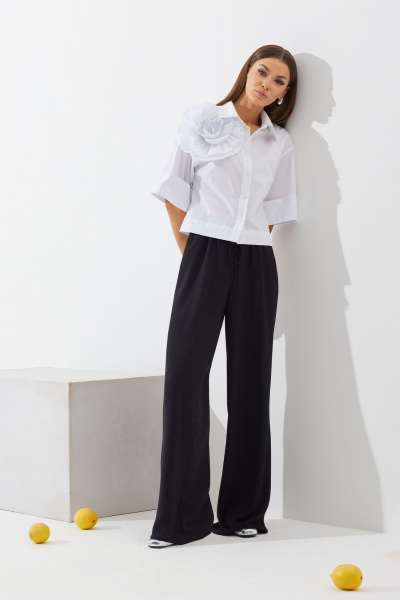 Белый костюм блузы и брюк прямого силуэта N.O.W. 1425 - фото 1