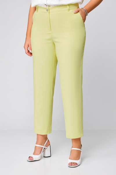 Летние прямые брюки из текстиля и хлопка с карманами Swallow 748 нежно-лимонный - фото 3