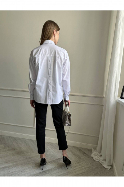 Миди-платье свободного кроя с высоким декольте и карманами Мастер Мод 822хс белый_белые_пуговицы - фото 2