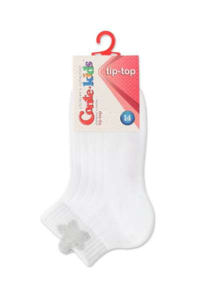 Хлопковые носки для девочек с люрексом и пикотом CONTE Conte-kids_TIP-TOP_звезда_493 белый - фото 2