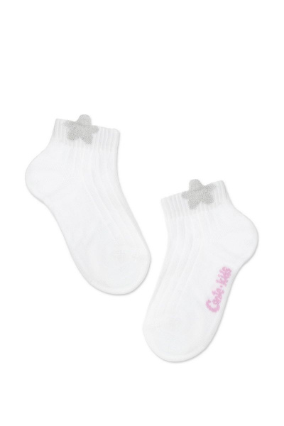 Хлопковые носки для девочек с люрексом и пикотом CONTE Conte-kids_TIP-TOP_звезда_493 белый - фото 1