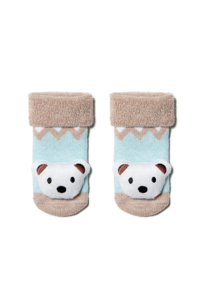 Махровые детские носки с мордашками для малышей CONTE Conte-kids_SOF-TIKI_Мишка - фото 1
