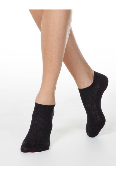 Спортивные хлопковые носки с сетчатым рисунком CONTE ACTIVE_484 черный - фото 1