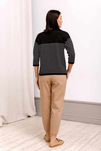 Демисезонный хлопковый джемпер с горизонтальным переплетением Romgil 367ТЗ черный,белый - фото 6