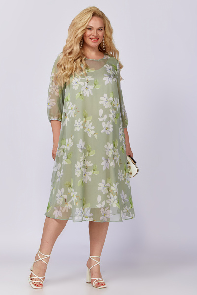 Элегантное шифоновое платье А-силуэта с поясом Algranda А3946-а-4 - фото 2