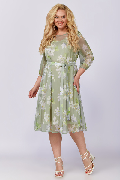 Элегантное шифоновое платье А-силуэта с поясом Algranda А3946-а-4 - фото 9