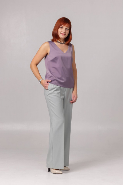 Летний свободный платье с карманами и спущенными плечами Соджи 582 лавандовый - фото 3