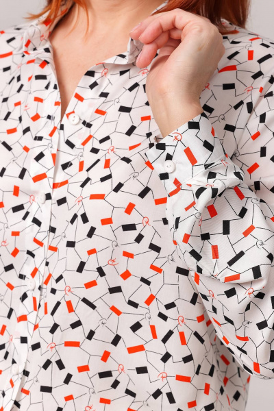 Белая блуза с манжетами и летний хлопковый комплект Соджи 621 молочный - фото 5