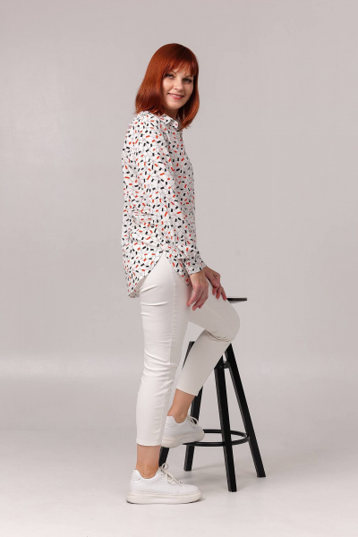 Белая блуза с манжетами и летний хлопковый комплект Соджи 621 молочный - фото 4