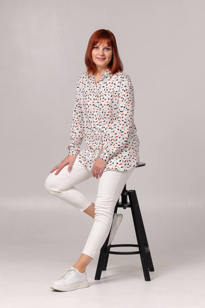 Белая блуза с манжетами и летний хлопковый комплект Соджи 621 молочный - фото 2