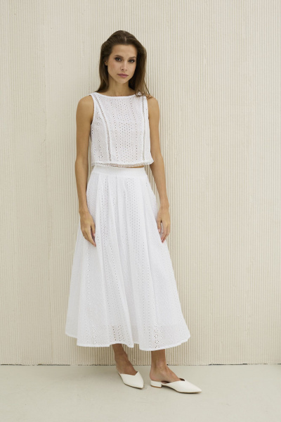 Топ и юбка из хлопка с вышивкой ришелье DAVA 170 - фото 1