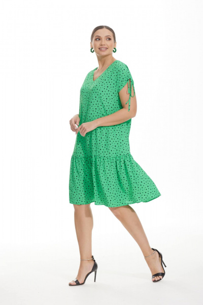 Летнее платье из нежной вискозы с V-образным вырезом Elady 4457 зеленый_горох - фото 3