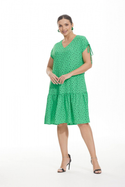 Летнее платье из нежной вискозы с V-образным вырезом Elady 4457 зеленый_горох - фото 2
