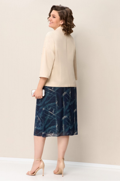 Жакет, платье VOLNA 1351 сине-бежевый - фото 3