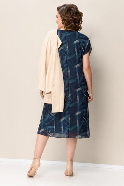 Жакет, платье VOLNA 1351 сине-бежевый - фото 2
